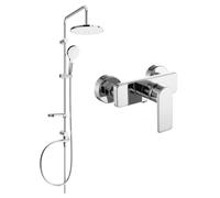 Mexen Cetus Erik conjunto de ducha montado en superficie con cabezal de lluvia y grifo de ducha, cromo - 744340205-00 6097 5907709181809