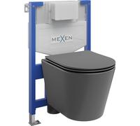 Mexen conjunto empotrado WC marco Fenix XS-F con taza WC Rico y asiento de cierre suave, gris oscuro mate - 68030724071 13113 5907709163898