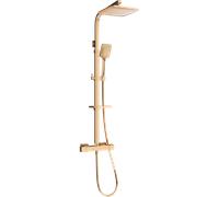 Mexen CQ62 conjunto de ducha empotrado con cabezal de lluvia y grifo termostático, oro rosa - 772506295-60 2065 5907709142152