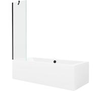 Mexen Cube bañera rectangular 170 x 80 cm con panel y mampara 1 hoja 50 cm, transparente, negro - 550517080X9505000070 21964 5905315201621