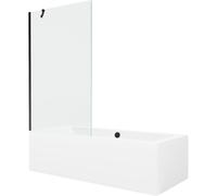 Mexen Cube bañera rectangular 170 x 80 cm con panel y mampara de 1 hoja 100 cm, transparente, negra - 550517080X9510000070 21969 5905315201676