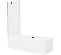 Mexen Cube bañera rectangular 170 x 80 cm con panel y mampara de 1 hoja 70 cm, transparente, negro - 550517080X9507000070 21966 5905315201645