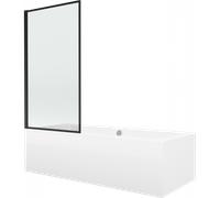 Mexen Cube bañera rectangular 170 x 80 cm con revestimiento y mampara de 1 hoja 70 cm, patrón negro fijo - 550517080X9307007070 12941 5907709161719