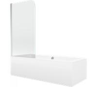 Mexen Cube bañera rectangular 170 x 80 cm con revestimiento y mampara de 1 hoja 70 cm, transparente, cromo 12927 5907709161634