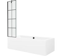 Mexen Cube bañera rectangular 170 x 80 cm con revestimiento y pantalla de 1 hoja 50 cm, patrón negro - 550517080X9505007077 21976 5905315201744
