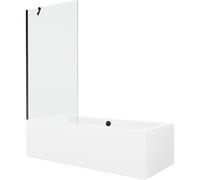 Mexen Cube bañera rectangular 170 x 80 cm con revestimiento y pantalla de 1 hoja de 90 cm, transparente, negro 21968 5905315201669
