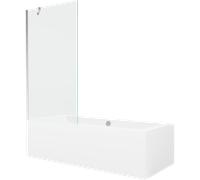 Mexen Cube bañera rectangular 180 x 80 cm con revestimiento y mampara de 1 hoja de 90 cm, transparente, cromo 21986 5905315201843