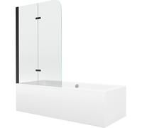 Mexen Cube bañera rectangular 180 x 80 cm con revestimiento y mampara de 2 hojas 100 cm, transparente, negro 12962 5907709161856
