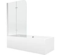 Mexen Cube bañera rectangular 180 x 80 cm con revestimiento y mampara de 2 hojas 100 cm, transparente, cromo 12961 5907709161849