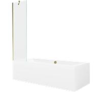 Mexen Cube bañera rectangular 180 x 80 cm con revestimiento y panel de 1 hoja 50 cm, transparente, dorado 21988 5905315201867