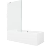 Mexen Cube bañera rectangular 180 x 80 cm con revestimiento y pantalla de 1 hoja 100 cm, transparente, cromo 21987 5905315201850