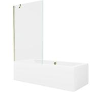 Mexen Cube bañera rectangular de 170 x 80 cm con carcasa y mampara de 1 hoja de 100 cm, transparente, dorado 21963 5905315201614