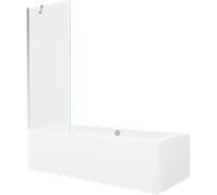 Mexen Cube bañera rectangular de 170 x 80 cm con revestimiento y mampara de 1 hoja de 70 cm, transparente, cromo 21954 5905315201522