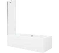 Mexen Cube bañera rectangular de 180 x 80 cm con panel y mampara de 1 hoja 50 cm, transparente, cromo - 550518080X9505000001 21982 5905315201805