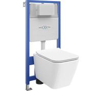 Mexen Cube conjunto empotrado WC bastidor Fenix Slim con taza WC y asiento de cierre suave, blanco brillo - 61030924000 12948 5907709163331