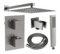 Mexen Cube DR02 conjunto de ducha empotrado con cabezal de lluvia de 30 cm, gris pistola cepillado - 77502DR0230-66 6393 5907709136441