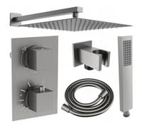 Mexen Cube DR02 conjunto de ducha empotrado con rociador de 25 cm, gris ahumado cepillado - 77502DR0225-66 6411 5907709136670