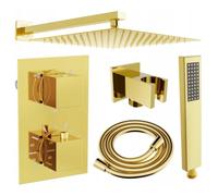 Mexen Cube DR02 conjunto de ducha empotrado con rociador de 30 cm, dorado - 77502DR0230-50 6391 5907709136526