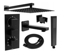 Mexen Cube DR02 conjunto de ducha y bañera empotrado con cabezal de ducha de 30 cm, negro - 77503DR0230-70 6406 5907709106574
