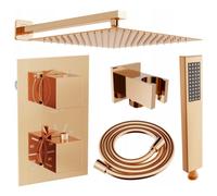 Mexen Cube DR02 juego de ducha empotrado con rociador de 25 cm, oro rosa - 77502DR0225-60 6418 5907709161092