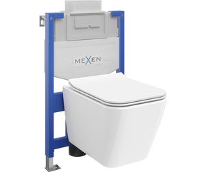 Mexen Cube set empotrado WC estructura Fenix XS-U con taza WC y asiento de cierre suave, blanco brillo - 68530924000 13012 5907709163560