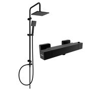 Mexen Cube Tord conjunto de ducha exterior con rociador y grifo de ducha termostático, negro - 77200200-70 5988 5907709180727