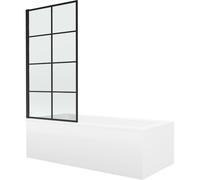 Mexen Cubik bañera rectangular 150 x 70 cm con carcasa y mampara de 1 hoja 70 cm, diseño negro - 550315070X9307017077 13000 5907709162068