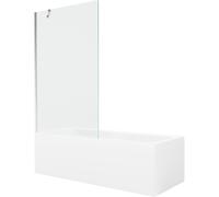 Mexen Cubik bañera rectangular 150 x 70 cm con panel y mampara de 1 hoja 100 cm, transparente, cromo - 550315070X9510000001 22089 5905315203151