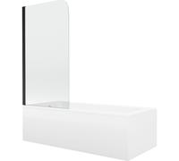 Mexen Cubik bañera rectangular 150 x 70 cm con panel y mampara de 1 hoja 70 cm, transparente, negro - 550315070X9007017000 12979 5907709161955