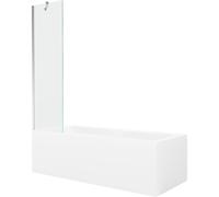 Mexen Cubik bañera rectangular 150 x 70 cm con revestimiento y mampara de 1 hoja 50 cm, transparente, cromo 22083 5905315203106