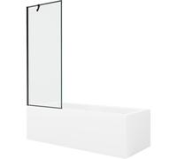 Mexen Cubik bañera rectangular 150 x 70 cm con revestimiento y mampara de 1 hoja 70 cm, diseño negro - 550315070X9507007070 22104 5905315203304