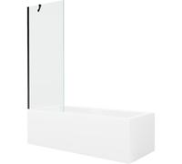 Mexen Cubik bañera rectangular 150 x 70 cm con revestimiento y mampara de 1 hoja 70 cm, transparente, negro 22098 5905315203243