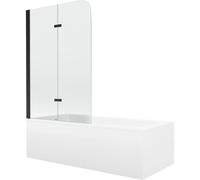 Mexen Cubik bañera rectangular 150 x 70 cm con revestimiento y mampara de 2 alas 100 cm, transparente, negro 12986 5907709162013