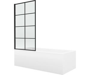 Mexen Cubik bañera rectangular 160 x 70 cm con cubierta y mampara de 1 hoja de 70 cm, diseño negro - 550316070X9307017077 13039 5907709162228
