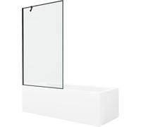 Mexen Cubik bañera rectangular 160 x 70 cm con revestimiento y mampara de 1 hoja 100 cm, patrón negro - 550316070X9510007070 22137 5905315203632