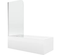 Mexen Cubik bañera rectangular 160 x 70 cm con revestimiento y pantalla de 1 hoja 80 cm, transparente, cromo 13022 5907709162136