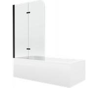 Mexen Cubik bañera rectangular 160 x 70 cm con revestimiento y pantalla de 2 hojas 100 cm, transparente, negro 13029 5907709162174