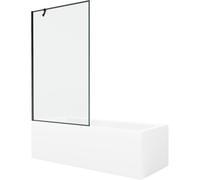Mexen Cubik bañera rectangular 170 x 70 cm con carcasa y mampara de 1 hoja 100 cm, patrón negro - 550317070X9510007070 22167 5905315203038