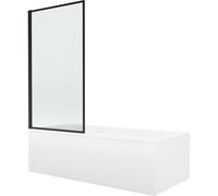 Mexen Cubik bañera rectangular 170 x 70 cm con carcasa y mampara de 1 hoja 80 cm, diseño negro - 550317070X9308017070 13075 5907709162419