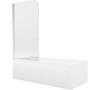 Mexen Cubik bañera rectangular 170 x 70 cm con panel y mampara de 1 hoja 80 cm, transparente, cromo - 550317070X9008010100 13054 5907709162297