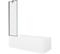 Mexen Cubik bañera rectangular 170 x 70 cm con revestimiento y mampara de 1 hoja 50 cm, diseño negro - 550317070X9505007070 22162 5905315202987