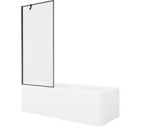 Mexen Cubik bañera rectangular 170 x 70 cm con revestimiento y mampara de 1 hoja 80 cm, diseño negro - 550317070X9508007070 22165 5905315203014