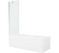 Mexen Cubik bañera rectangular 170 x 70 cm con revestimiento y mampara de 1 panel de 60 cm, transparente, cromo 22145 5905315202819