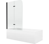 Mexen Cubik bañera rectangular 170 x 70 cm con revestimiento y mampara de 2 hojas 100 cm, transparente, negro 13058 5907709162334