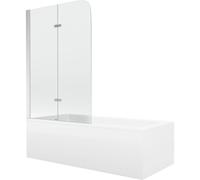 Mexen Cubik bañera rectangular de 150 x 70 cm con revestimiento y mampara de 2 hojas de 100 cm, transparente, cromo 12985 5907709162006