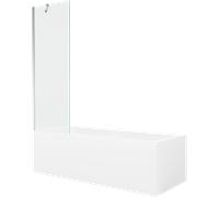 Mexen Cubik bañera rectangular de 160 x 70 cm con revestimiento y mampara de 1 hoja de 60 cm, transparente, cromo 22115 5905315203410