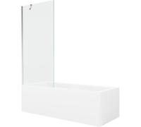 Mexen Cubik bañera rectangular de 170 x 70 cm con panel y mampara de 1 hoja 80 cm, transparente, cromo - 550317070X9508000001 22147 5905315202833