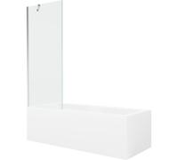 Mexen Cubik bañera rectangular de 170 x 70 cm con revestimiento y mampara de 1 batiente de 70 cm, transparente, cromo 22146 5905315202826