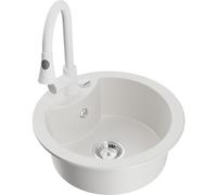 Mexen Diego fregadero de granito de 1 compartimento con grifo de cocina Elia, blanco - 6512-20-670101-20 19868 5905315030023