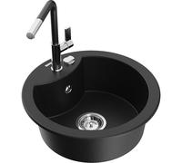 Mexen Diego fregadero de granito de 1 compartimento con grifo de cocina Flora, negro - 6512-77-670401-07 20899 5905315060907